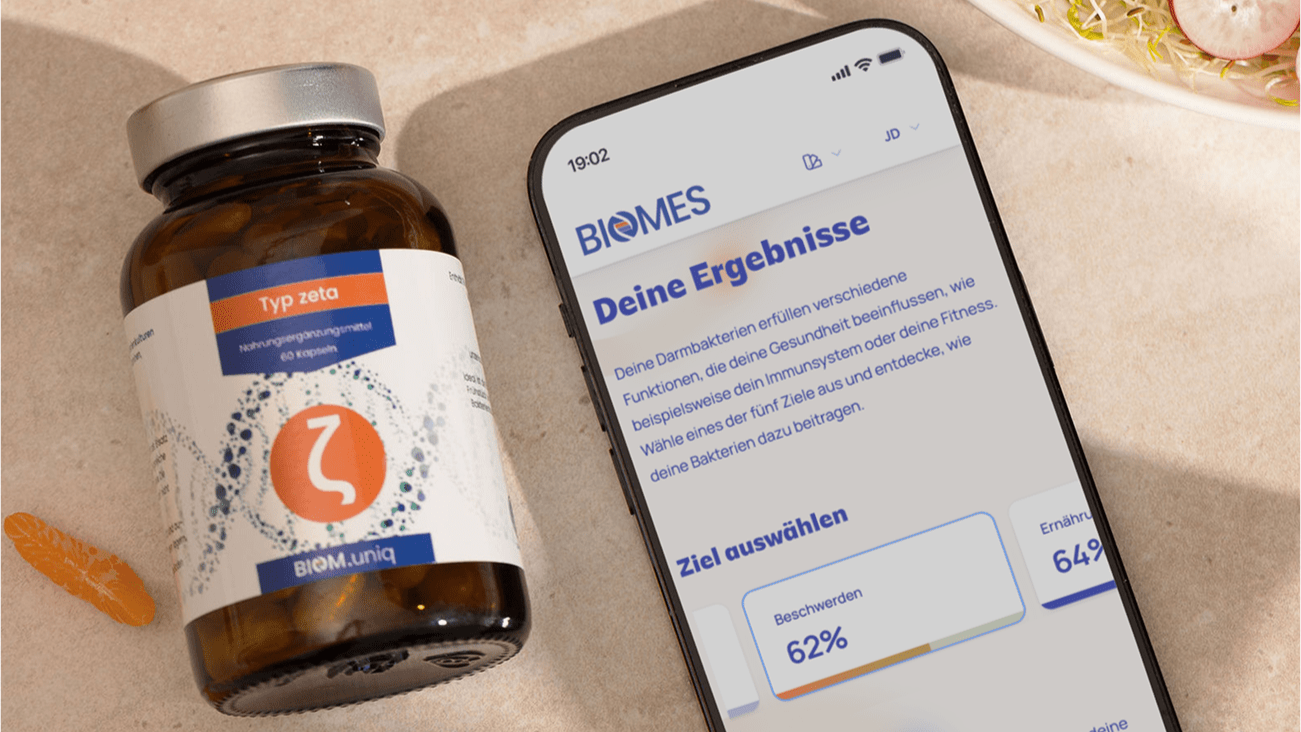 Mikrobiom-Test-Auswertung im BIOMES-Dashboard mit personalisiertem Ernährungsplan